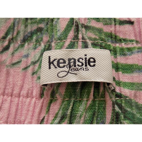 Kensie tropical print linen blend pull on pants wide leg size Medium - Picture 5 of 6